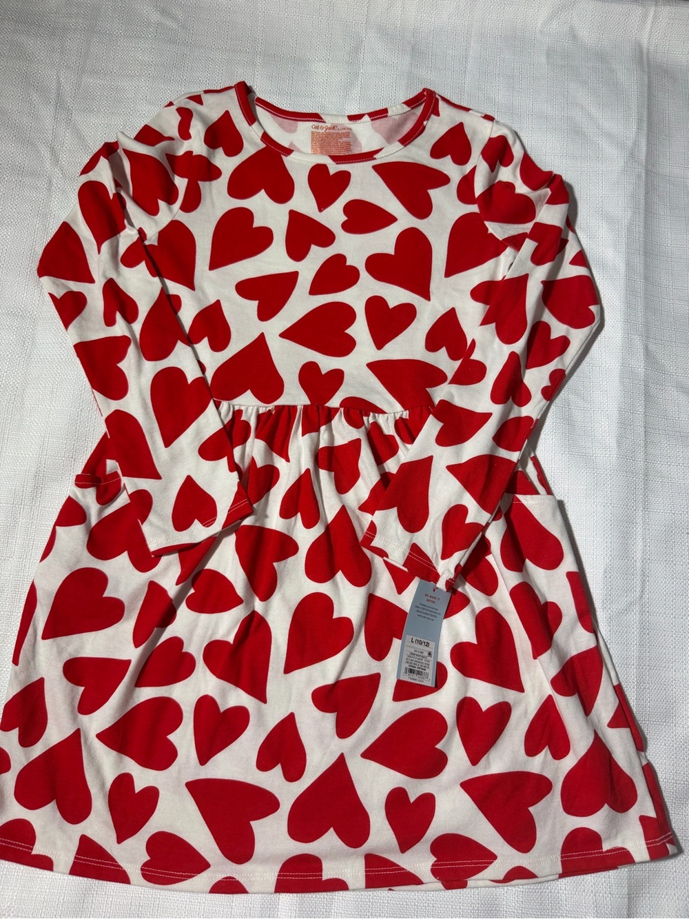 Target Red Heart Print Long Sleeve Girls Dress
